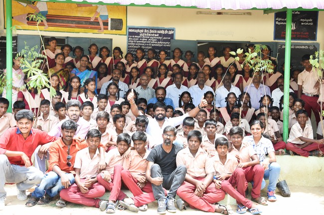 Actor Soundararaja Tree Planting with Shool Students Stills
